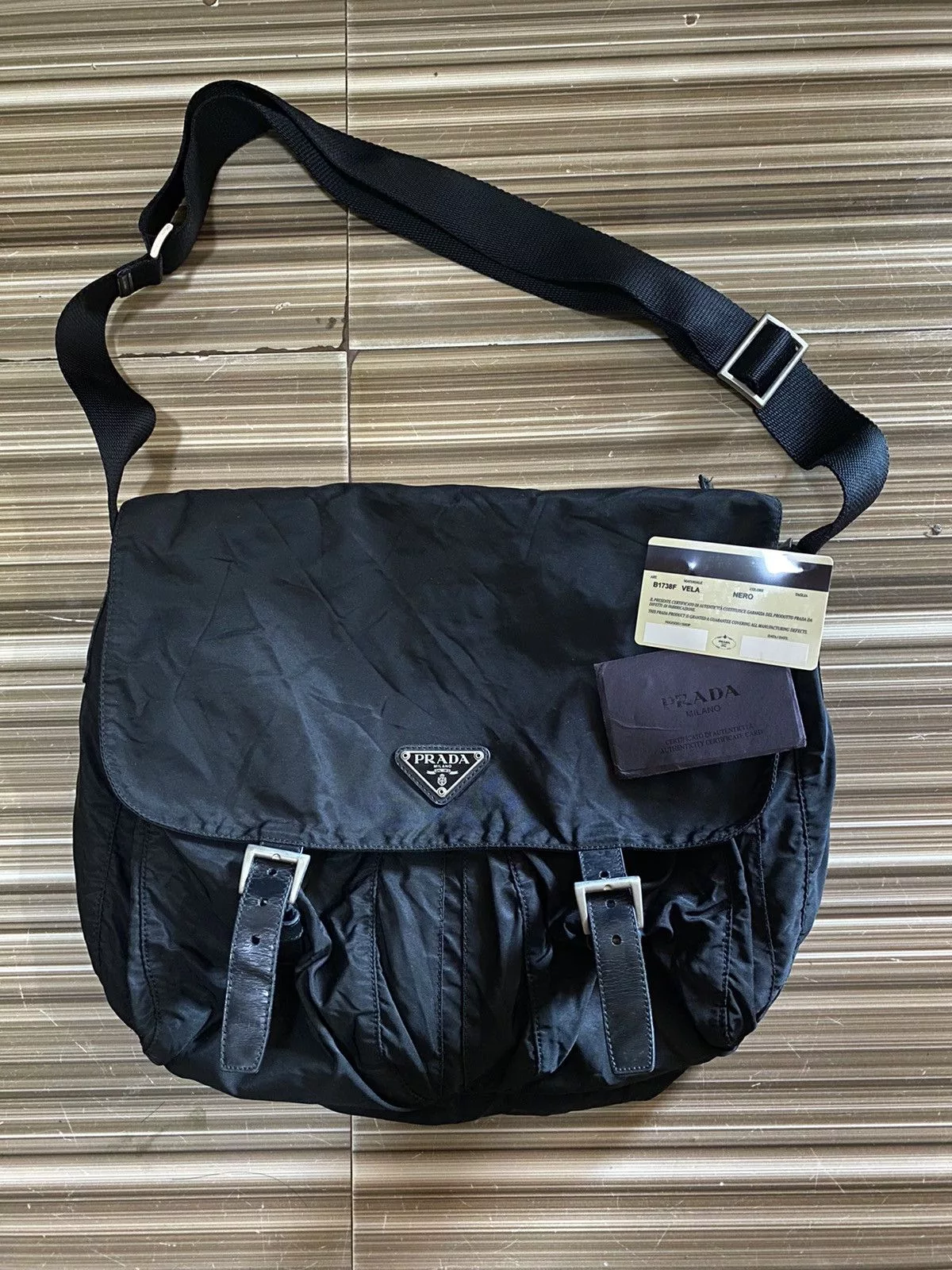 Prada Bags Luggage PRADA MESSENGER SLING BAG Black