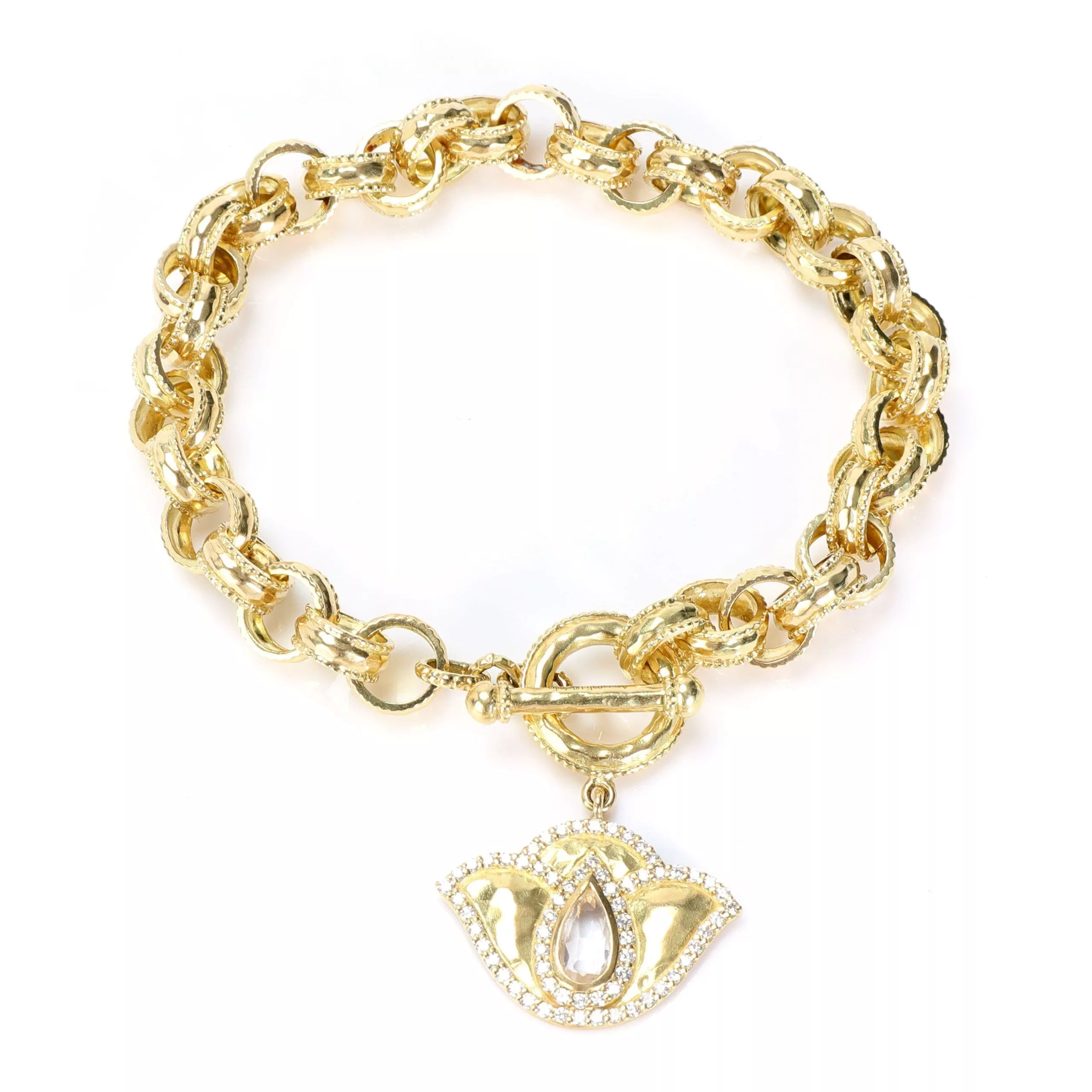 Tiffany & Co. Rings Tiffany & Co. White Topaz & Diamond Charm Bracelet in 18K Yellow Gold (0.56 ctw)