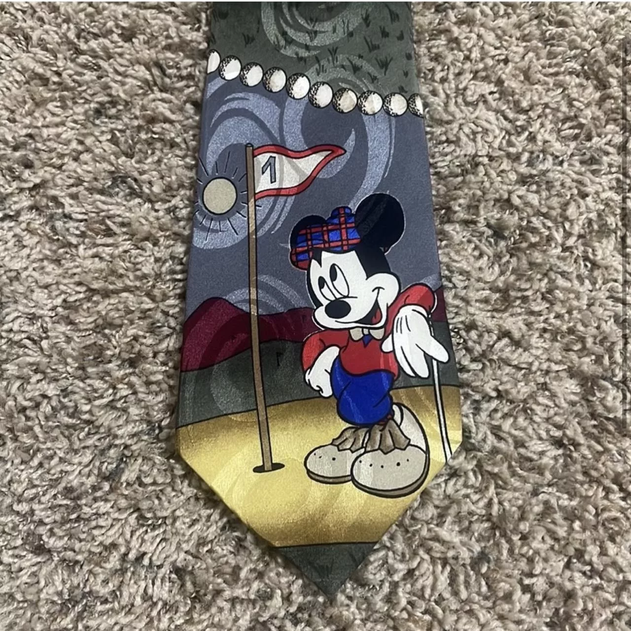 Disney Ties Pocketsquares Disney × Mickey Mouse × Vintage Vintage Mickey Mouse Golf Tie Black