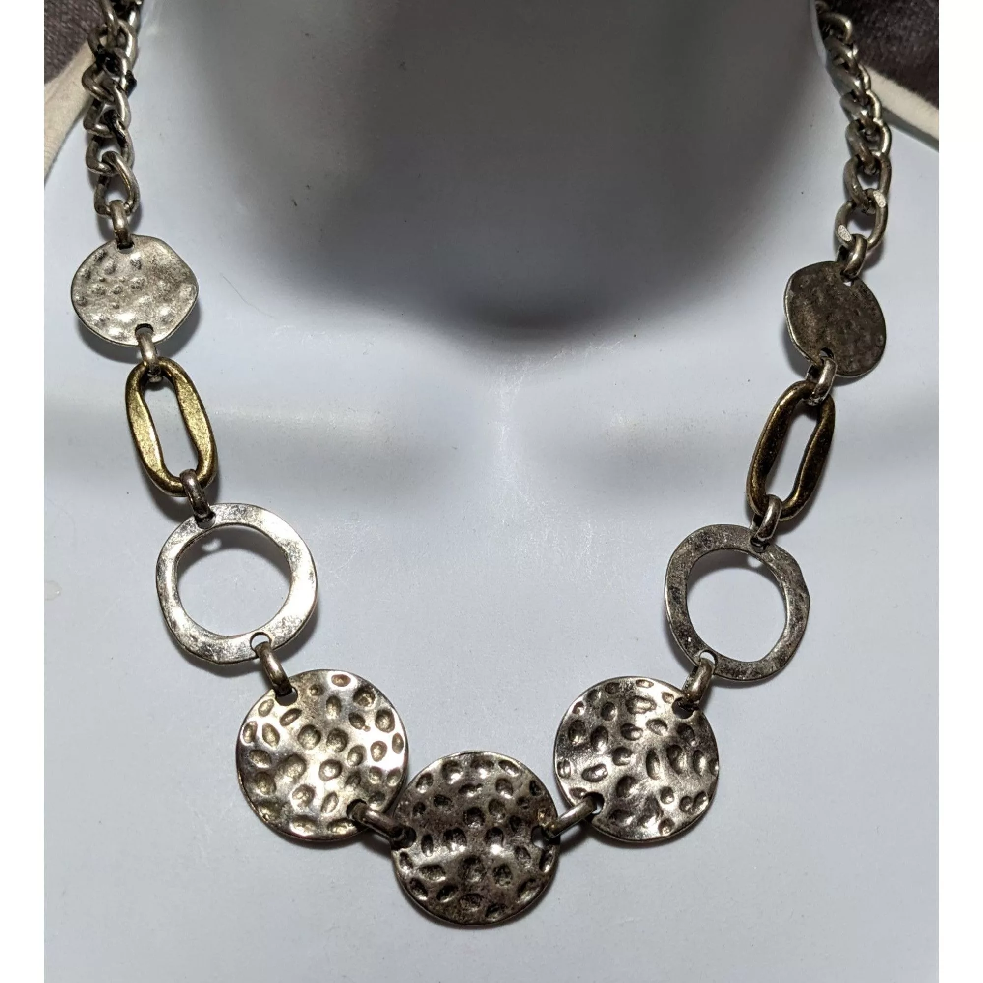 Other Necklaces Other Ruby Rd. Brutalist Hammered Disc Necklace Silver