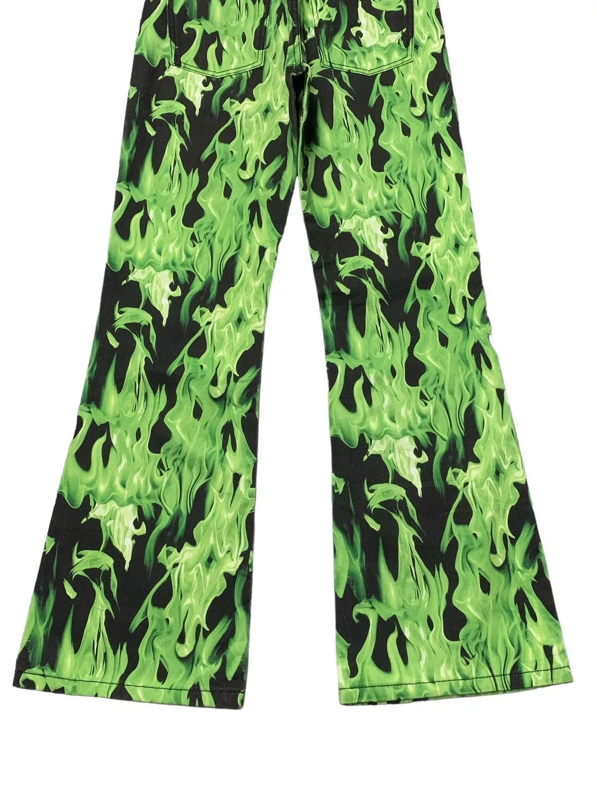 5351 POUR LES HOMMES Denim 5351 POUR LES HOMMES × Junya Watanabe BDG Green Flame Bootcut Flared Denim Pants Black