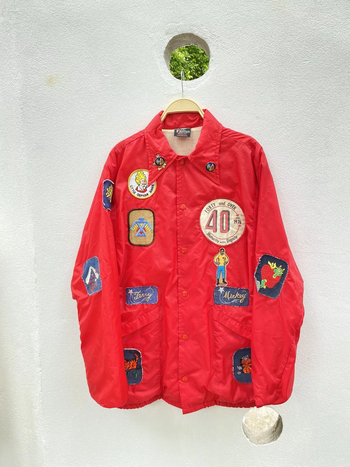 Vintage Light Jackets Vintage red nylon patch jacket