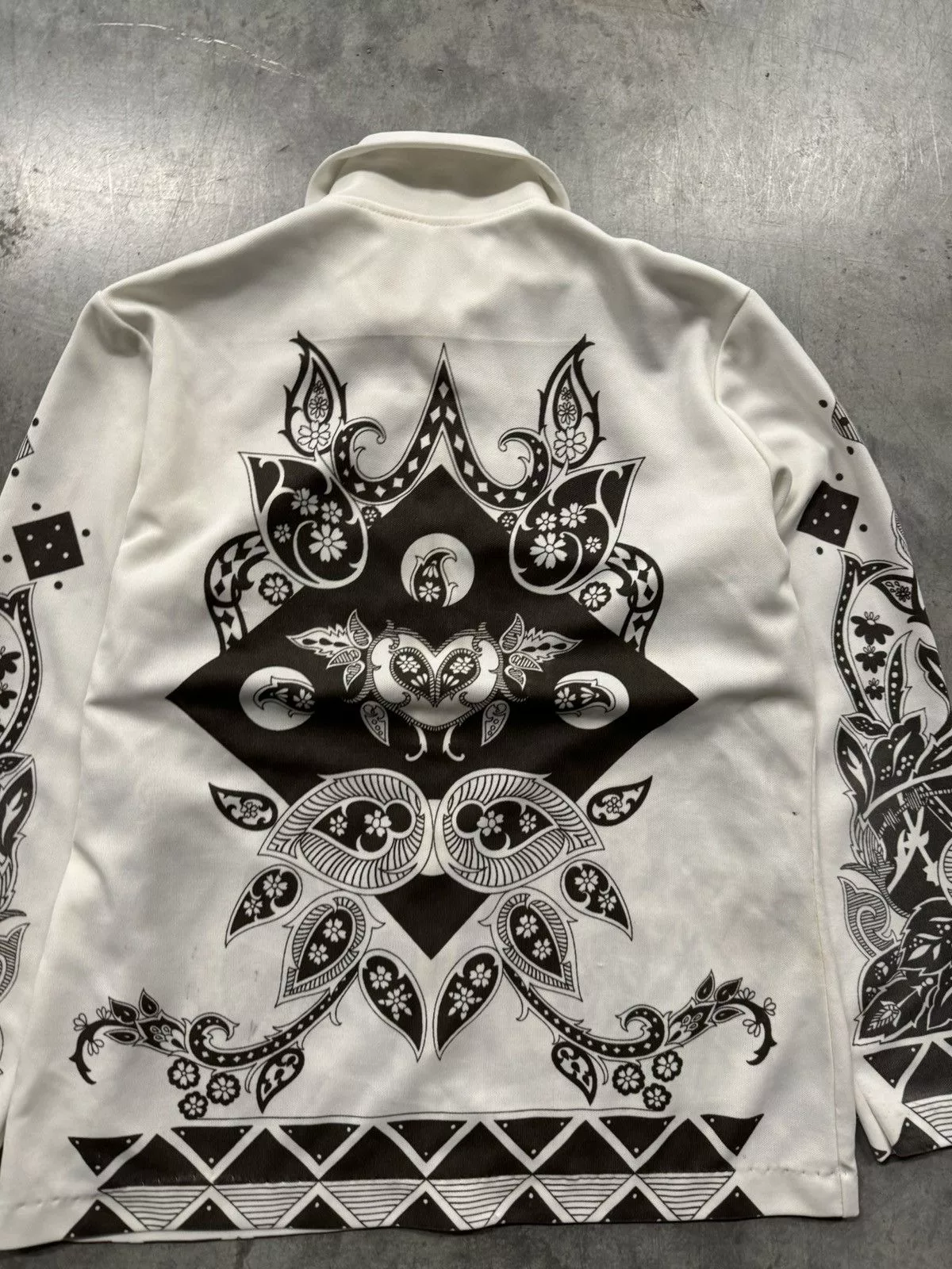Vintage Light Jackets Vintage 70s Paisley Dice Zip Up Jacket White