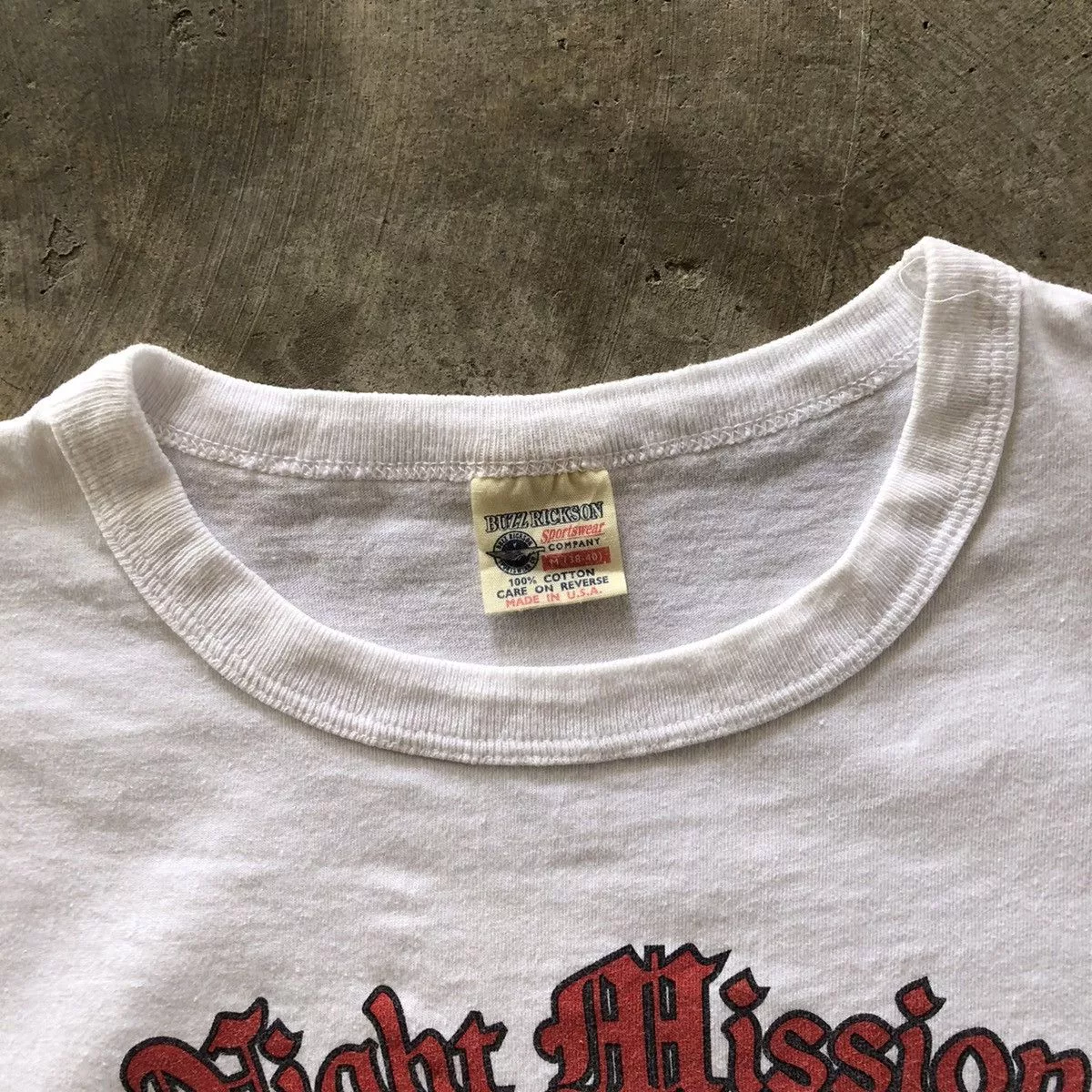 Buzz Rickson's Short Sleeve T Shirts Buzz Rickson's BUZZ RICKSON Sportswear Night Mission T-Shirt White Vintage