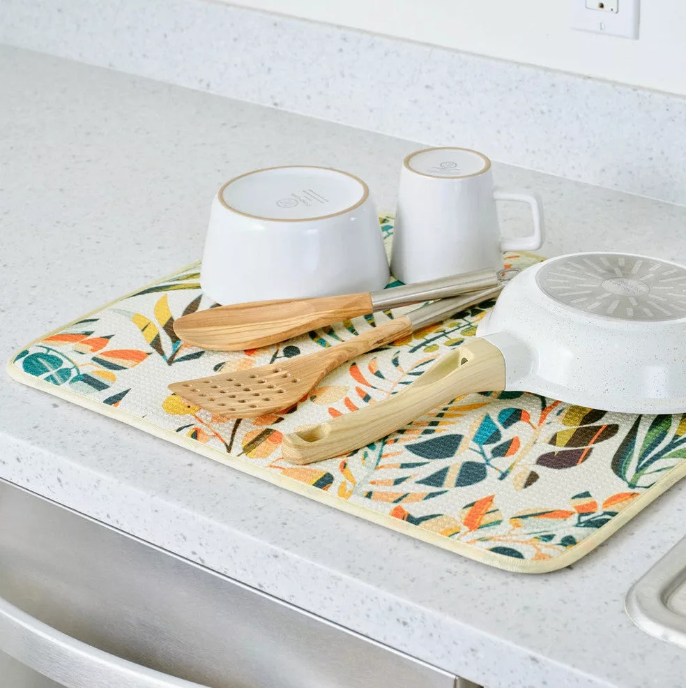 Colorful Leaves Microfiber Dish Drying Mats