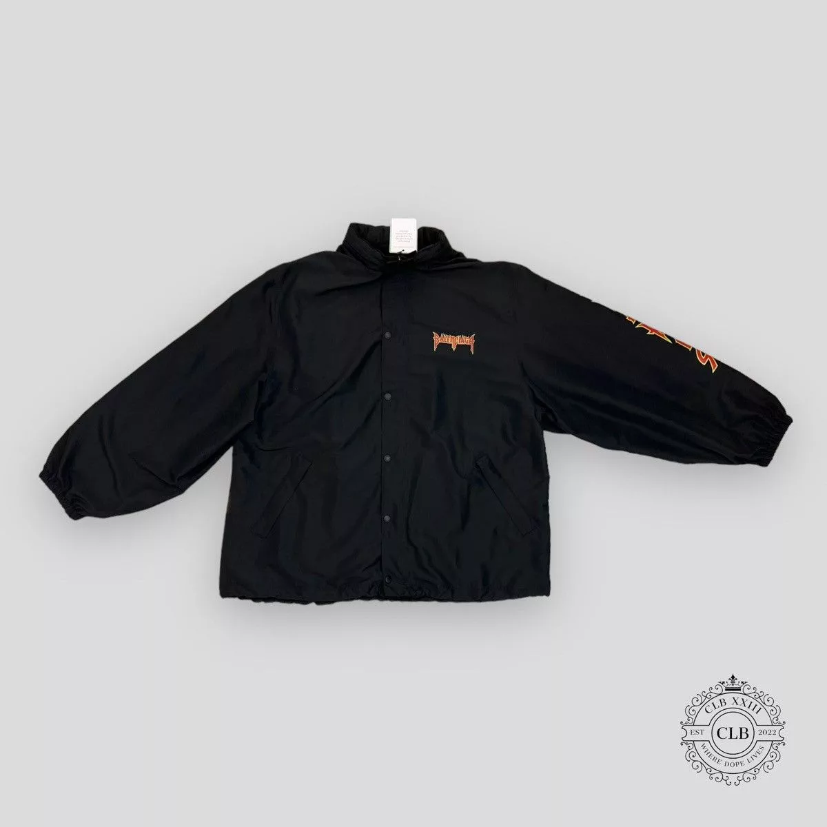 Balenciaga Light Jackets Balenciaga Oversized Logo Print Shell Windbreaker in Black