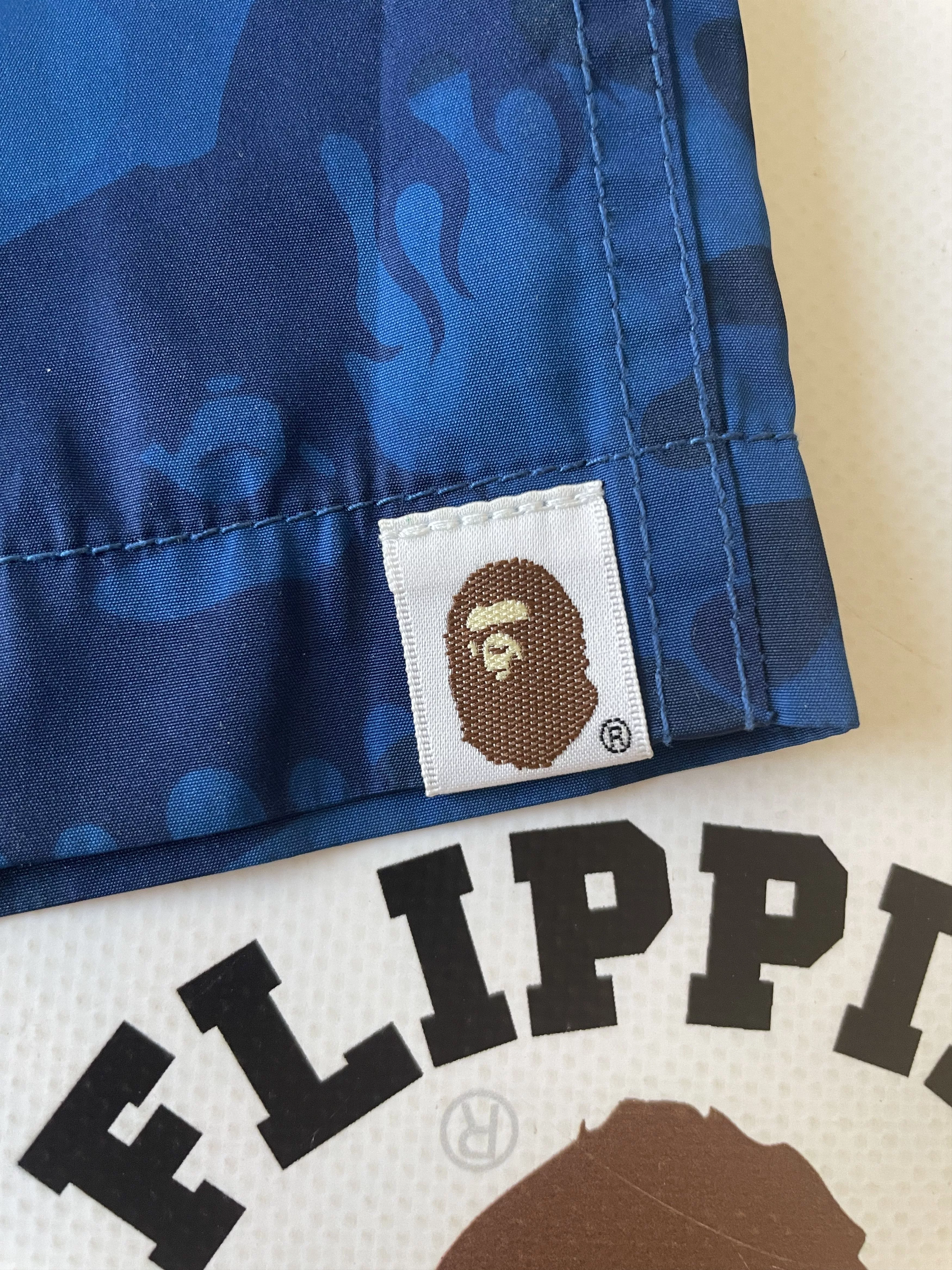 Bape Shorts Bape FIRE CAMO BEACH SHORTS Blue
