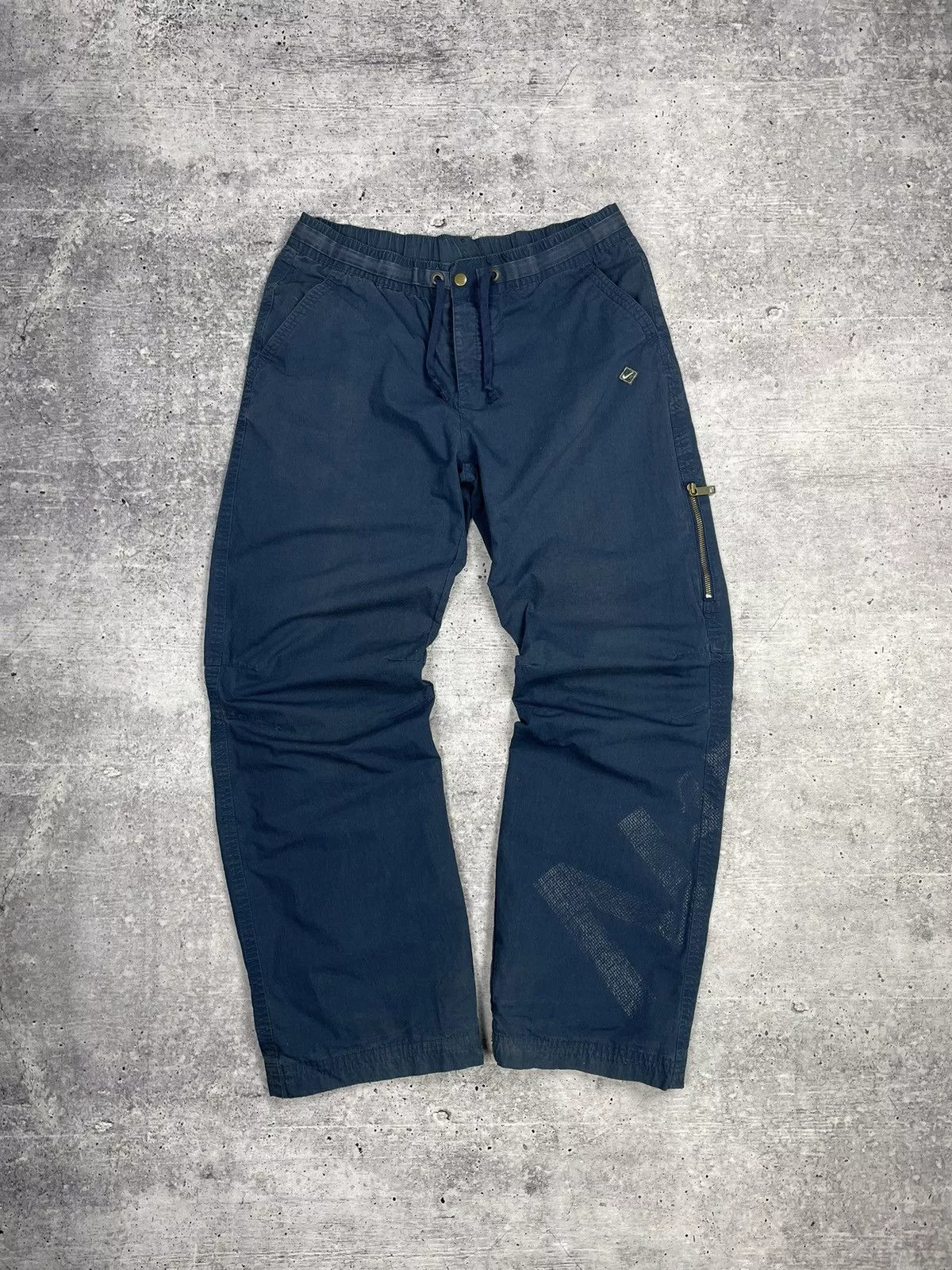 Nike Pants Nike × Vintage Vintage Nike Y2K Style Big Logo Swoosh Drill Nylon Pants Blue Streetwear