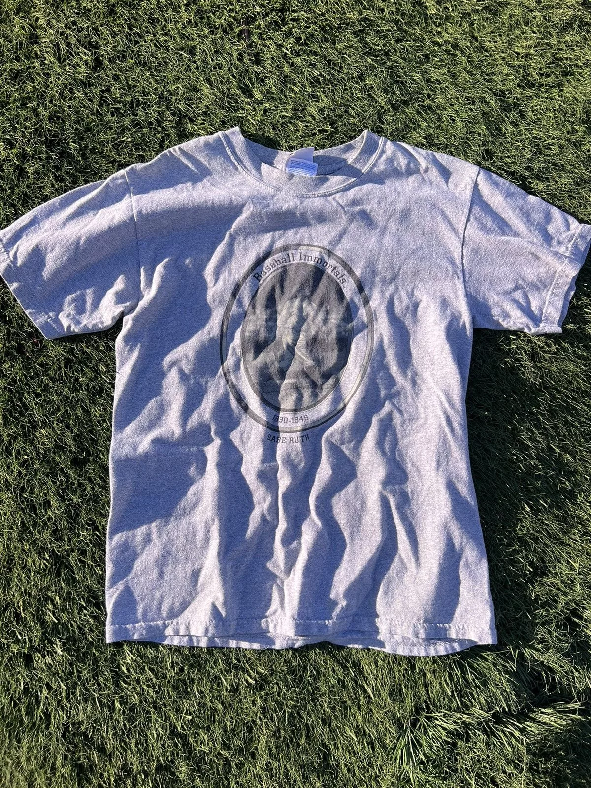 Vintage Short Sleeve T Shirts Babe Ruth vintage shirt Gray Streetwear