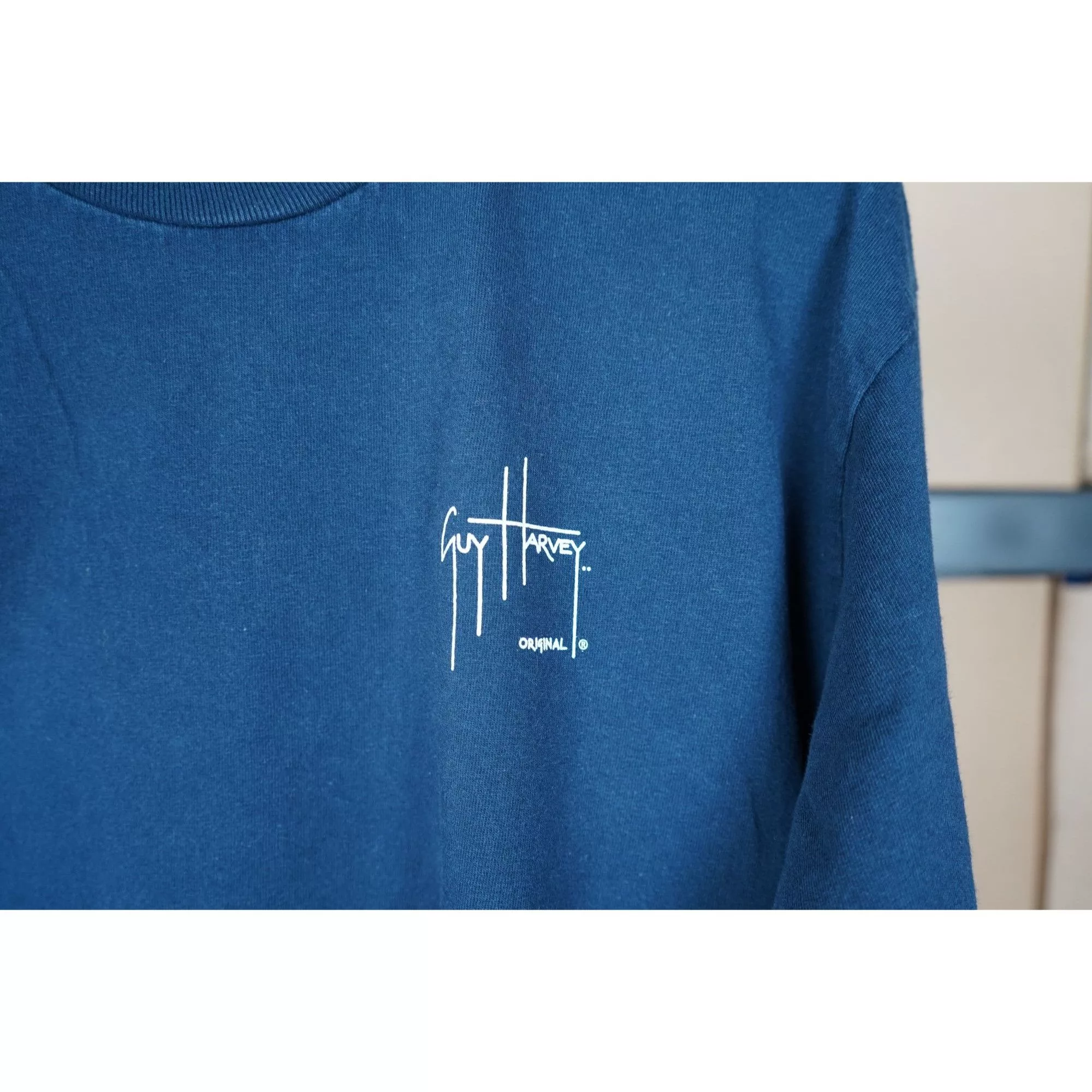 Guy Harvey Long Sleeve T Shirts '06 Guy Harvey Original Fish Graphic Tee Medium Blue