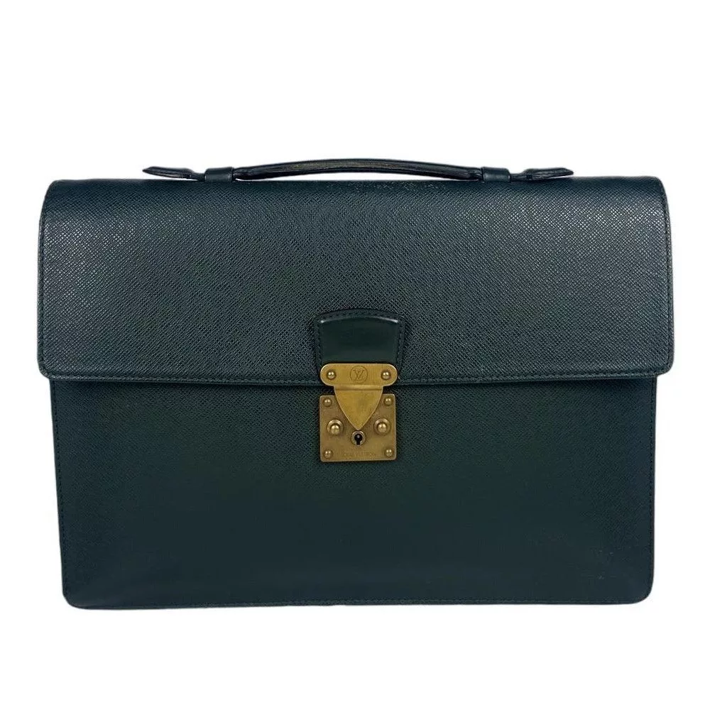 Louis Vuitton Bags Luggage Louis Vuitton Taiga Serviette Kourad Briefcase Green