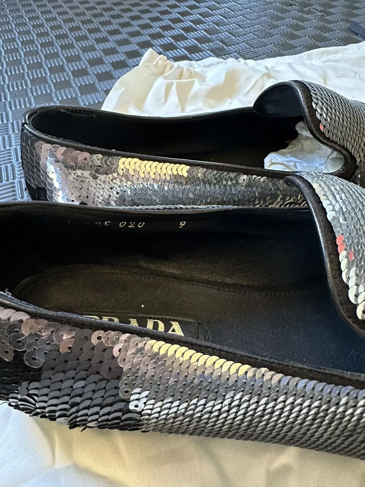 Prada Formal Shoes Sequin Prada loafers Black