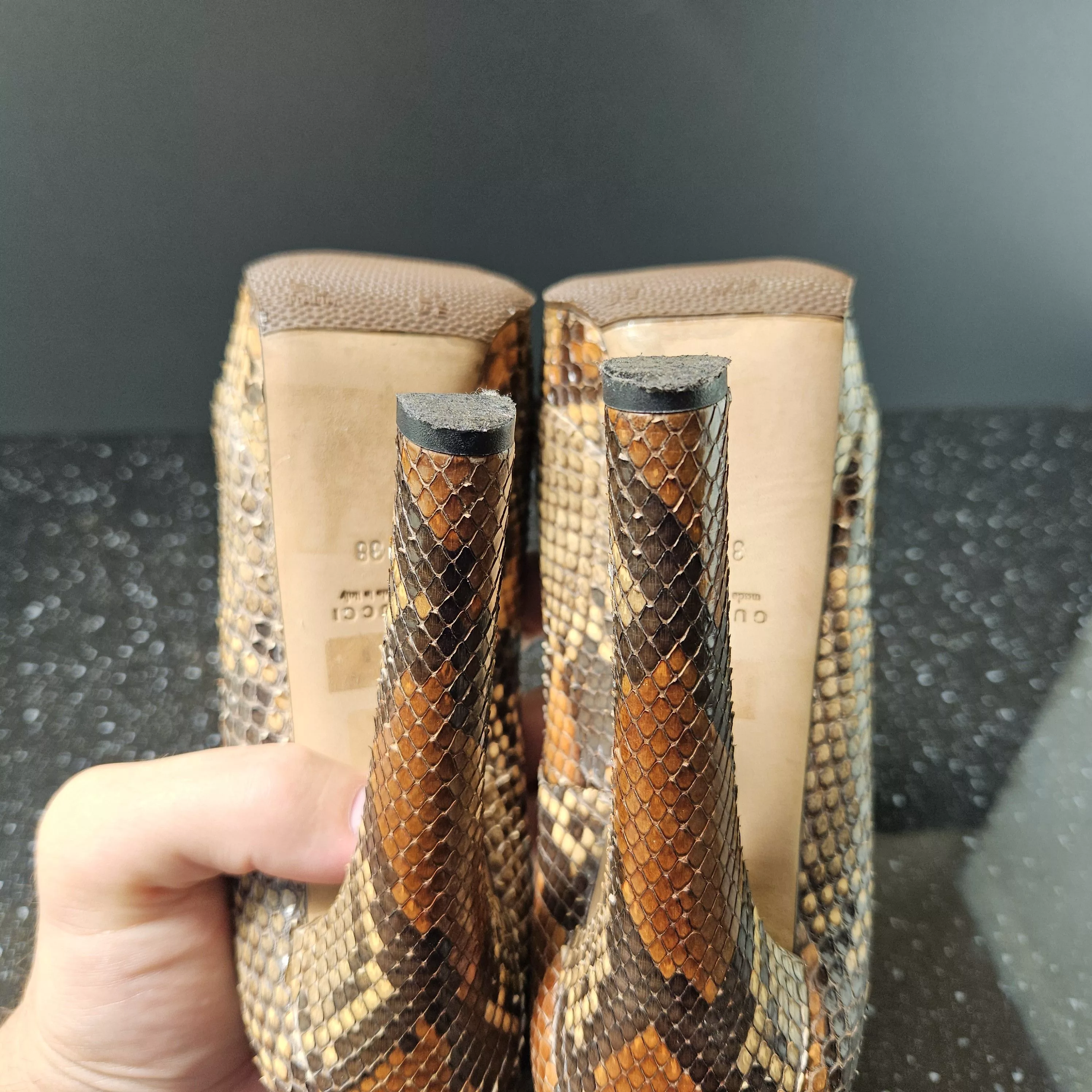 Gucci Heels Gucci Python Heels Sz 38 Gray