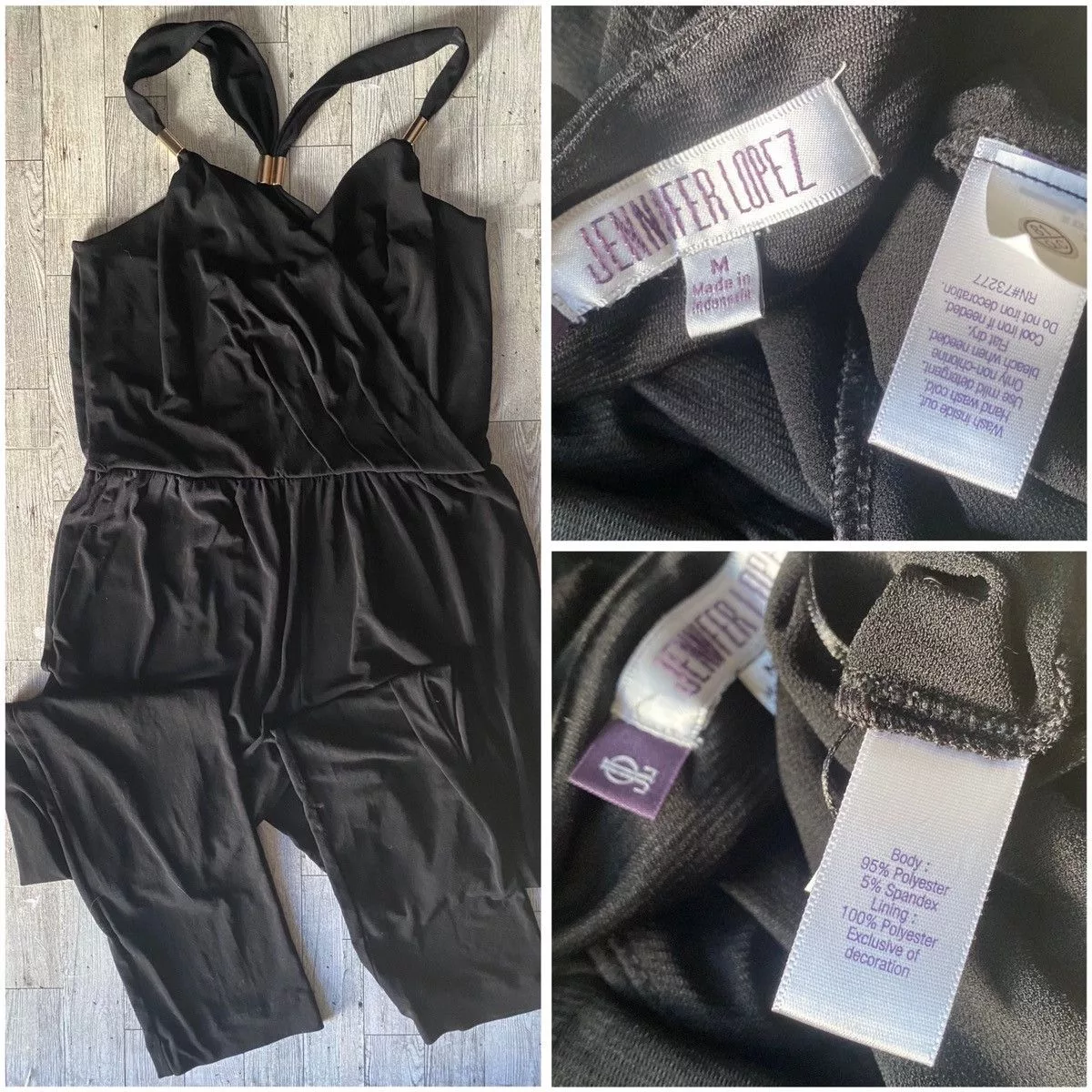 Jennifer Lopez Jumpsuits Jennifer Lopez JLO, Solid Racerback, Full Length, Sleeveless Jumpsuit Black
