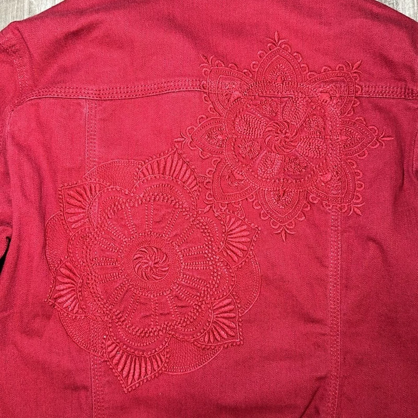 Chicos Jackets Chicos Chico’s Floral Embroidered Denim Stretch Jacket - 0 (Small)