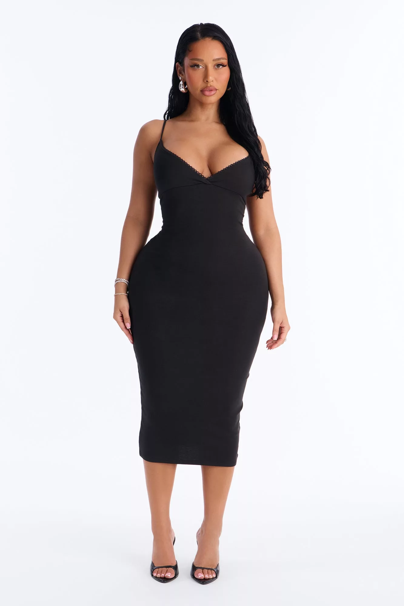 Blair Spaghetti Strap Midi Dress - Black