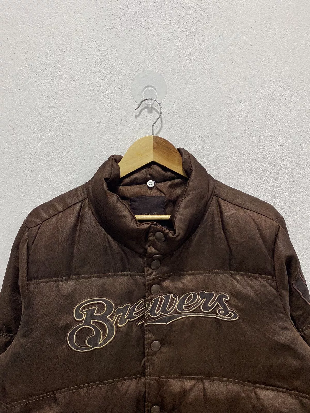 MLB Light Jackets 🚨FINAL DROP🚨 MLB BREWERS PUFFER DOWN QUILTED JACKET Brown Vintage