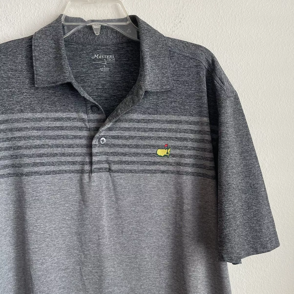 The Masters Short Sleeve T Shirts The Masters Master Tech Striped Heather Short Sleeve Performance Polo Gray