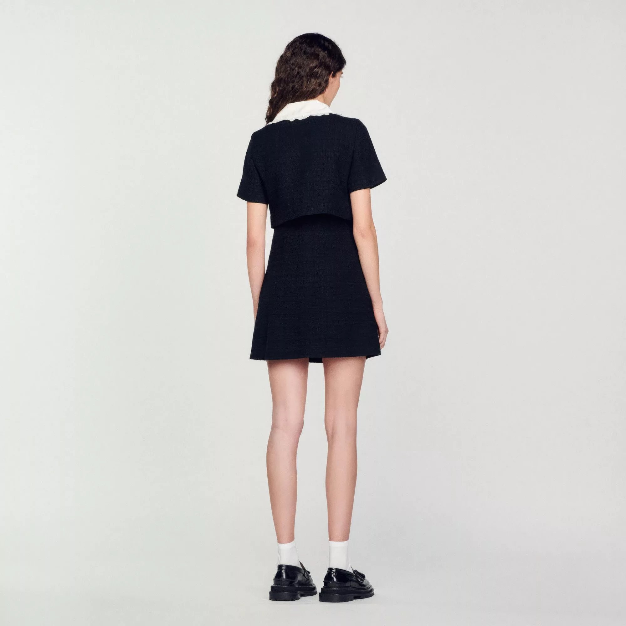 Sandro Midi Dresses Sandro Short Tweed Dress Black