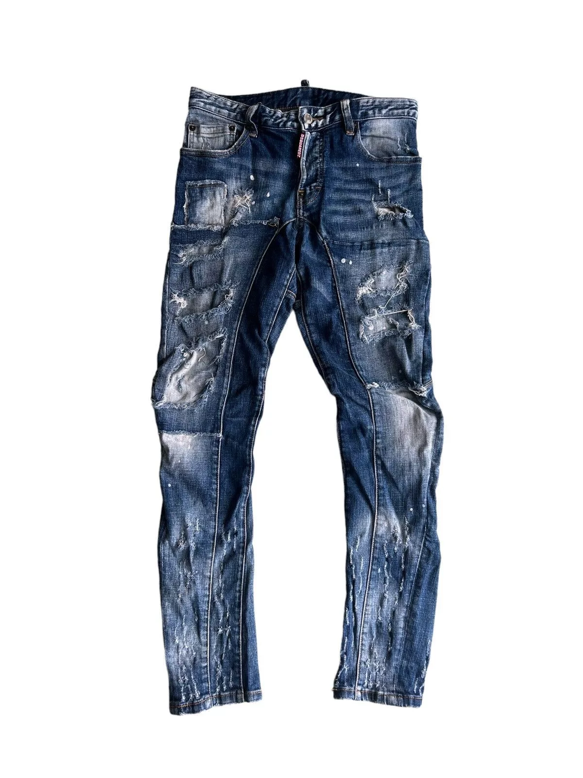 Dsquared2 Denim Dsquared2 × Purple DSQUARED2 Beautiful Patchwork Distressed Skinny Biker Jean Blue