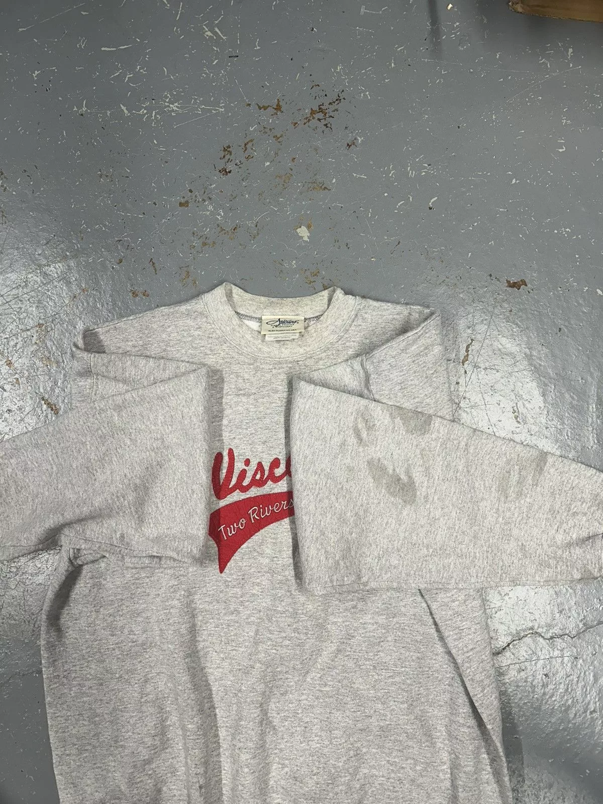Vintage Sweatshirts Hoodies Crazy Vintage 90s Essential Grey Wisconsin Pullover Crewneck Gray