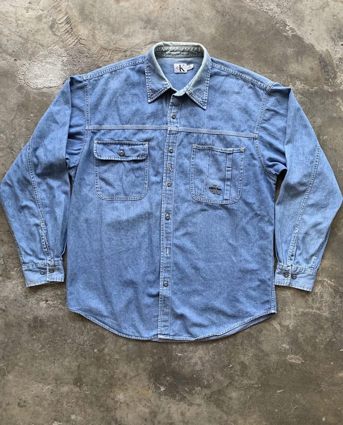 Calvin Klein Shirts Button Ups Calvin Klein × Vintage Vintage Calvin Klein Workers Denim Shirts Blue