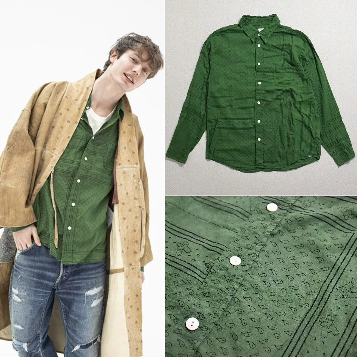 Visvim Shirts Button Ups Visvim 20aw Lumber Bandana P.W.（N.D.） Green