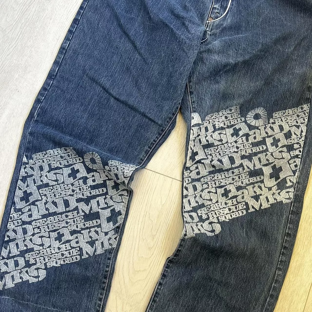 Akademiks Denim Akademiks Y2k baggy embroidered jeans Blue