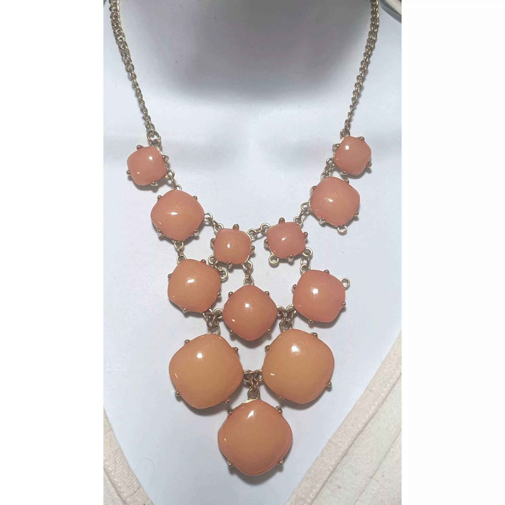 Other Necklaces Other Peach Bubble Bib Statement Necklace With Gold Chain Orange