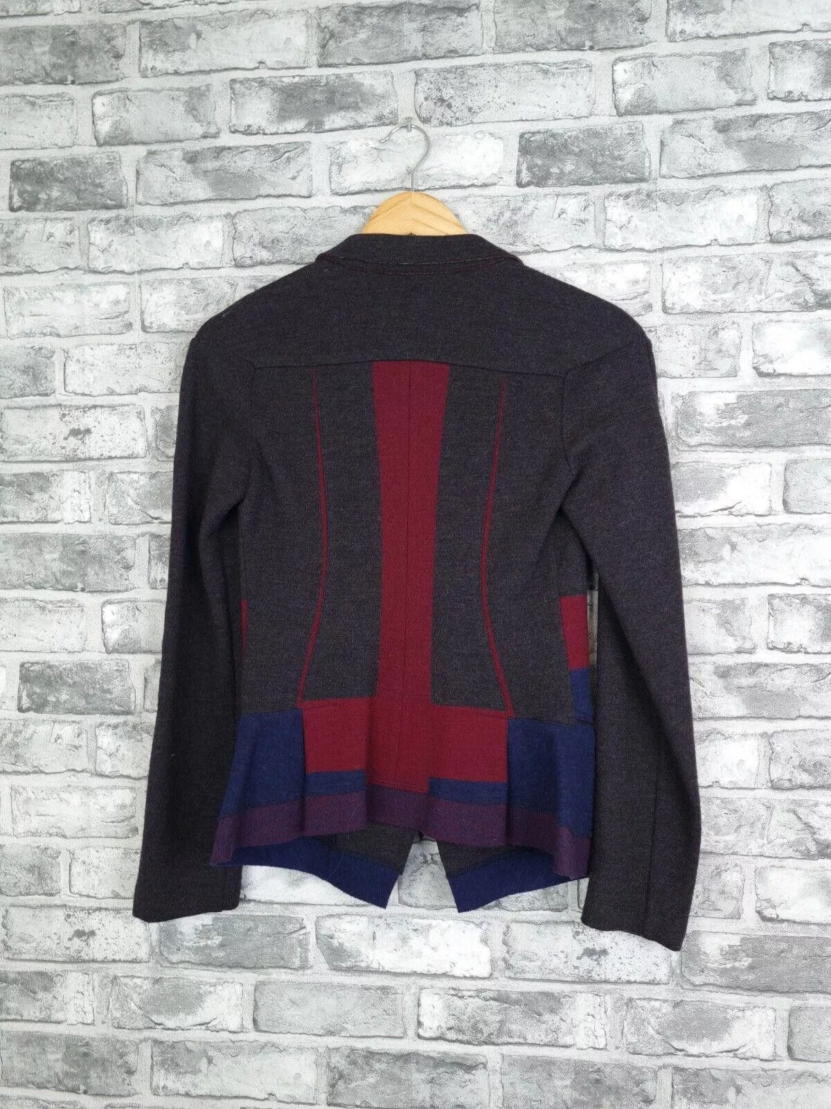Marithe + Francois Girbaud Jackets Marithe + Francois Girbaud Marithe Francois Girbaud Jacket Uk 8 Patchwork Wool Blazer Gray