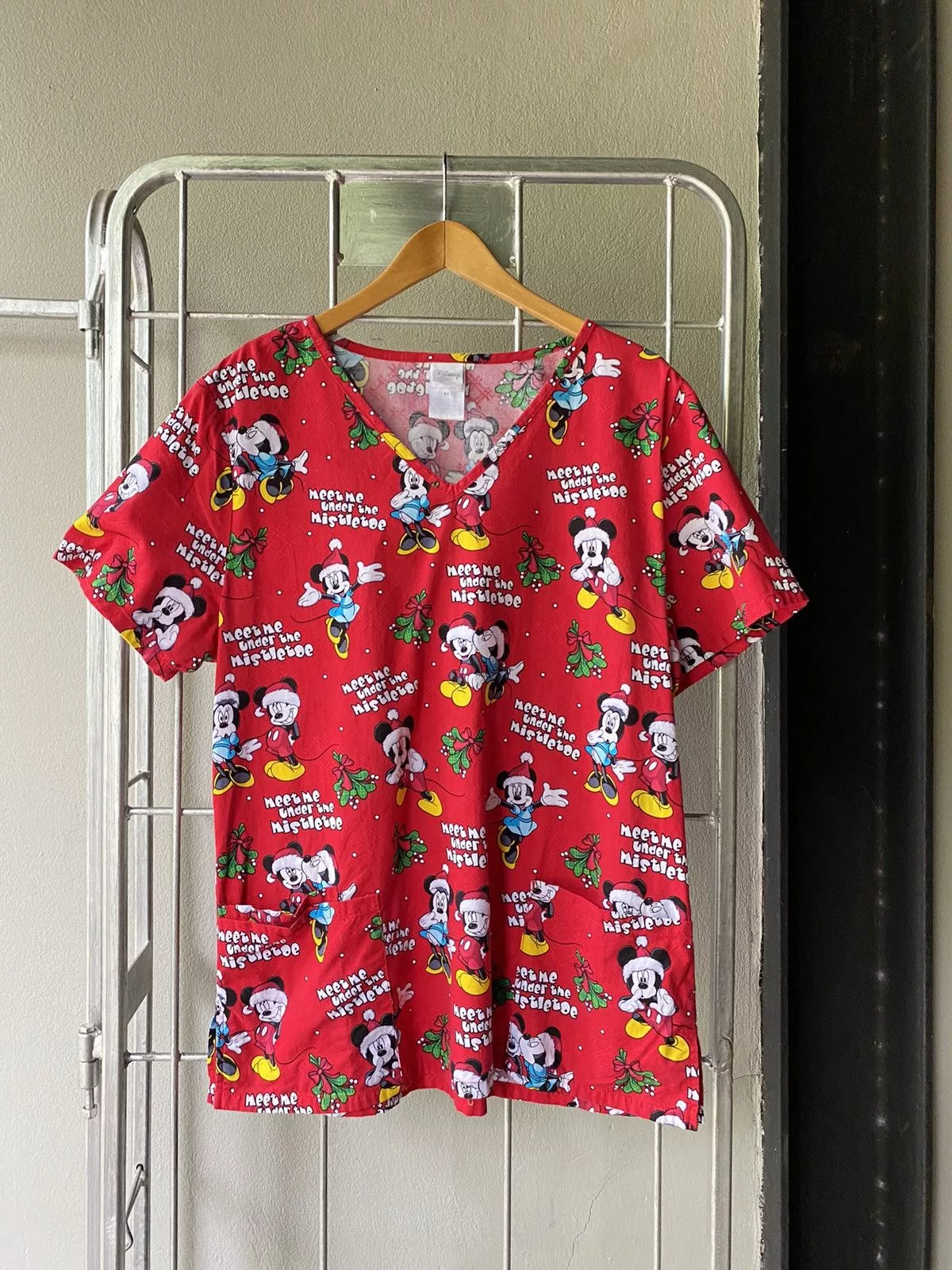 Mickey Mouse Blouses Mickey Mouse vintage v neck blouse Red