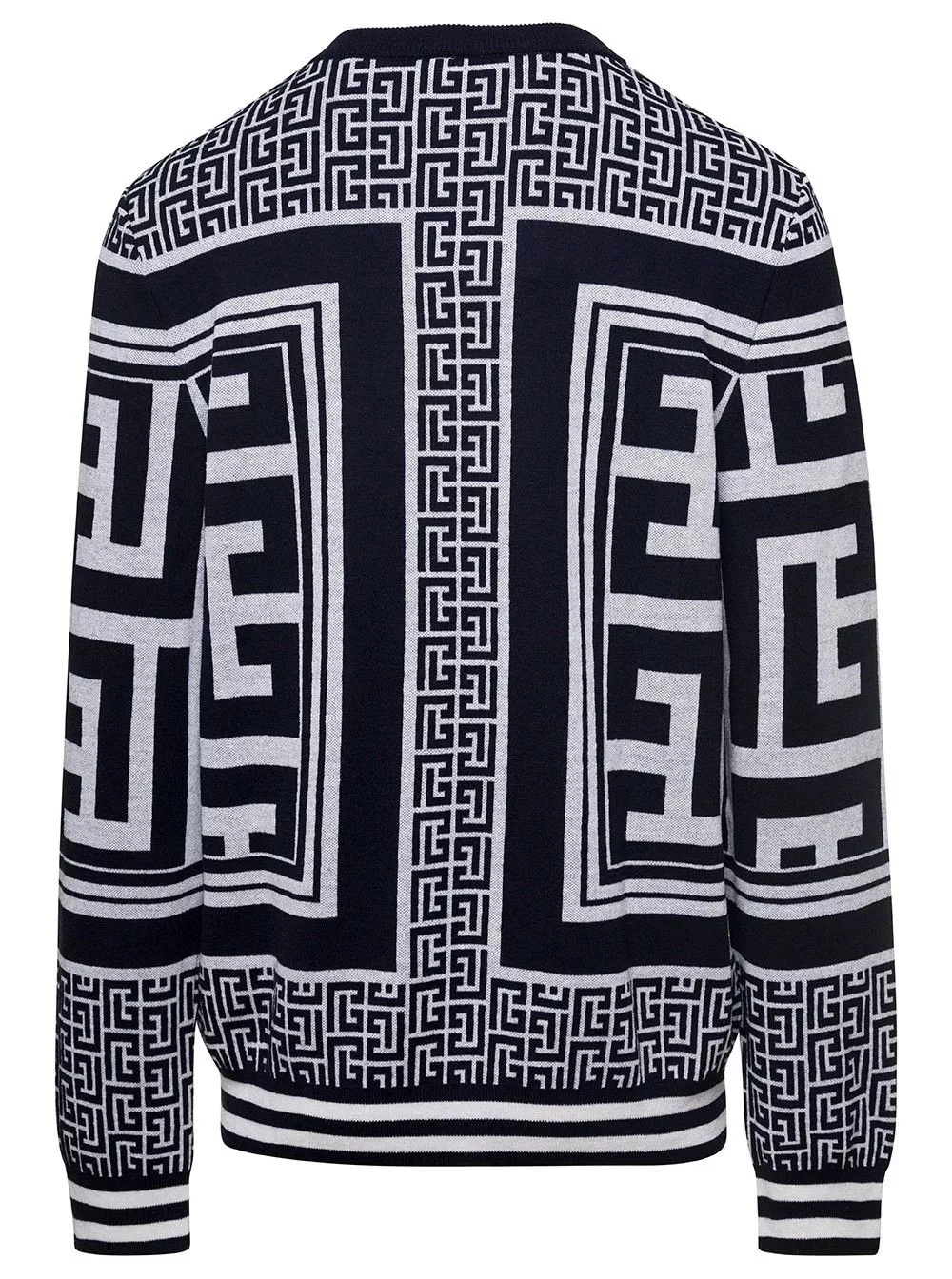 Balmain Sweaters Balmain o1w1db10624 Maxi Monogram Scarf Sweater in Black