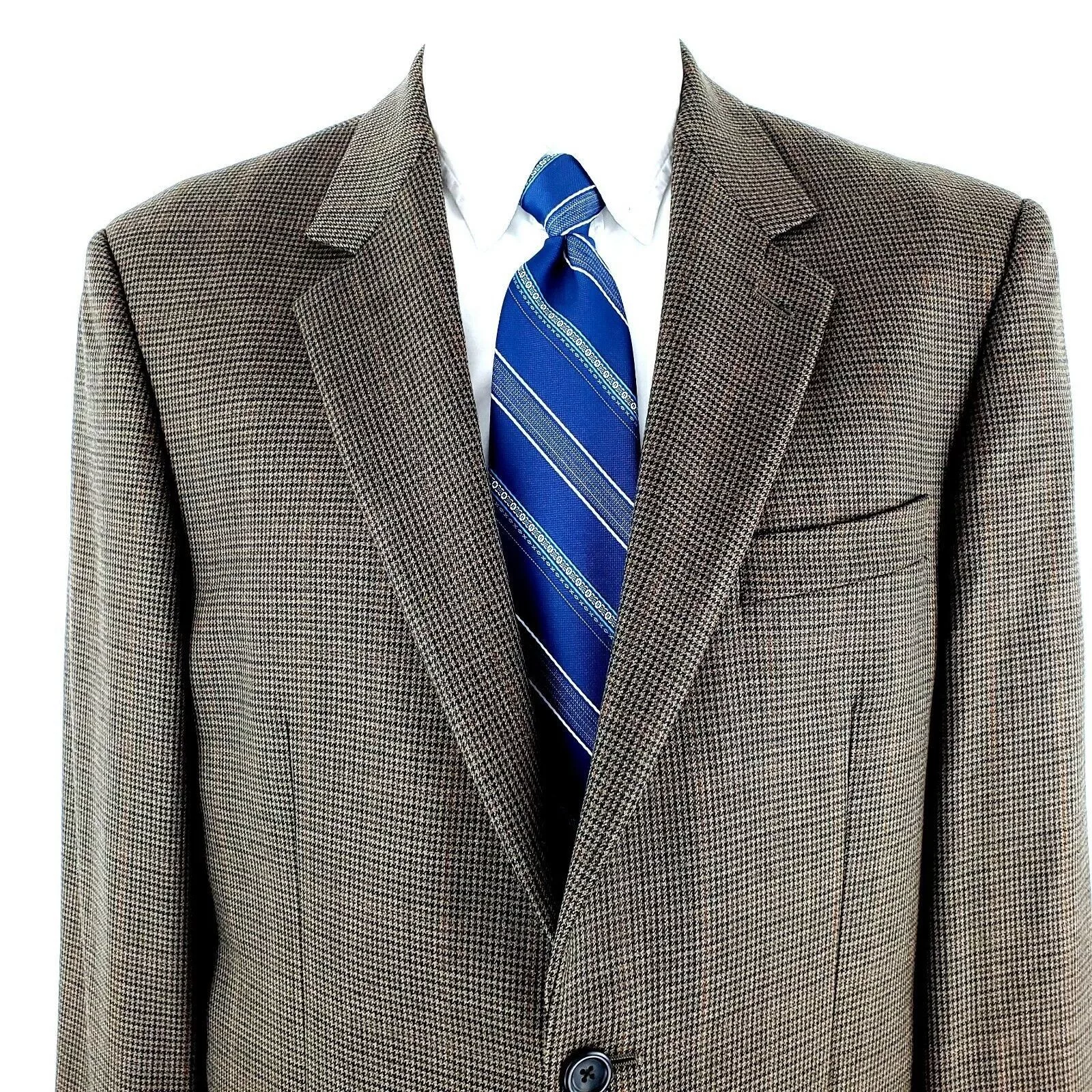 Pronto Uomo Blazers Pronto Uomo Wool 2 Button Blazer 42L Brown Houndstooth Windo