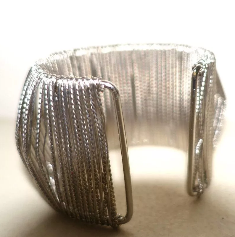 Other Bracelets Other Silver tone Multiple String Cuff Bracelet