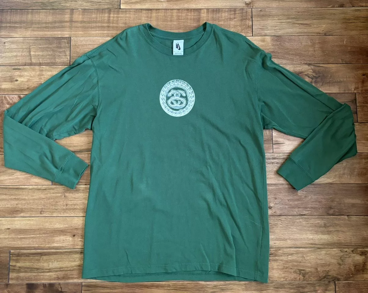 Nike Long Sleeve T Shirts Nike × Stussy Stussy Nike International Long Sleeve Green
