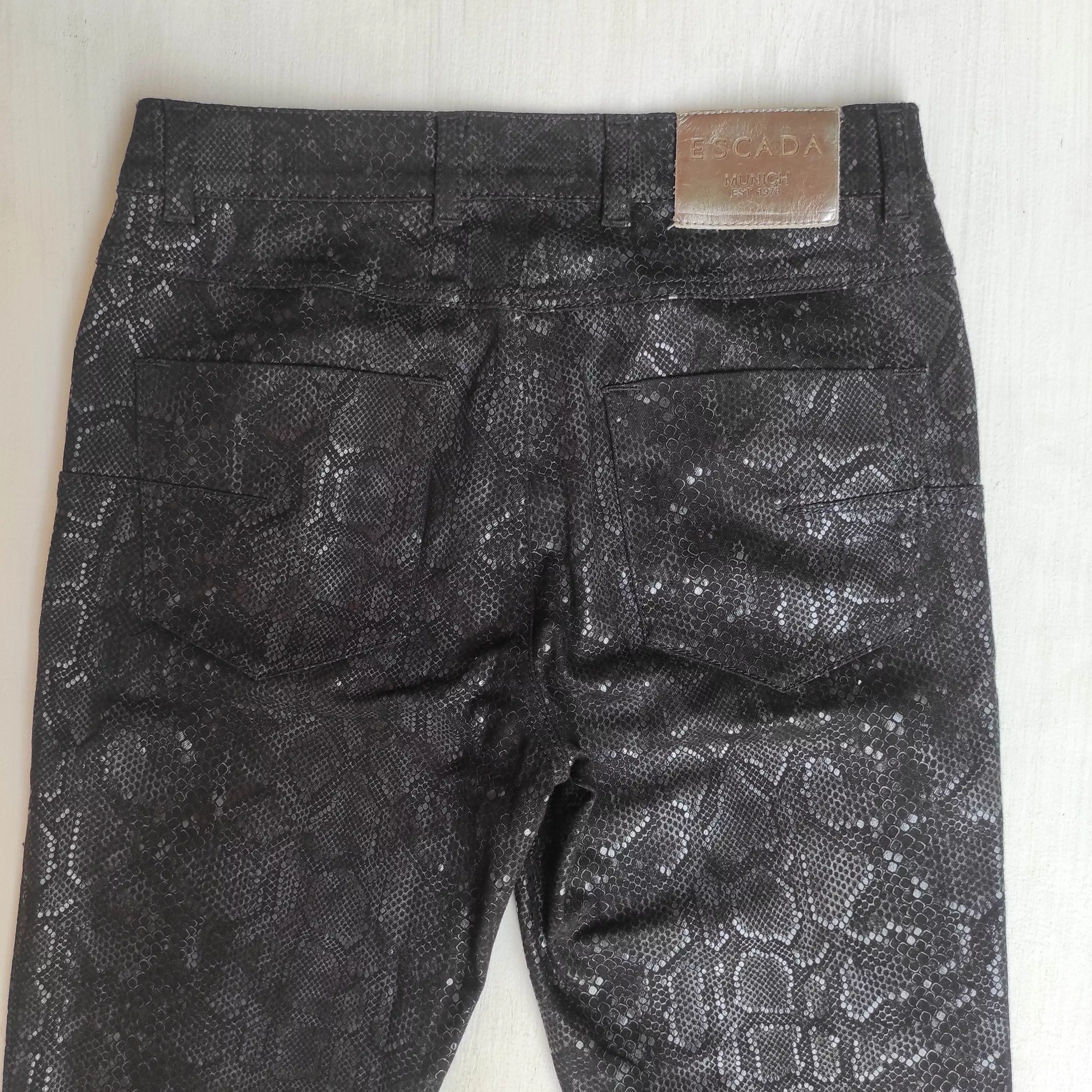 Designer Pants Designer × Escada Escada Python Pants Black Snake Print Sexy Designer