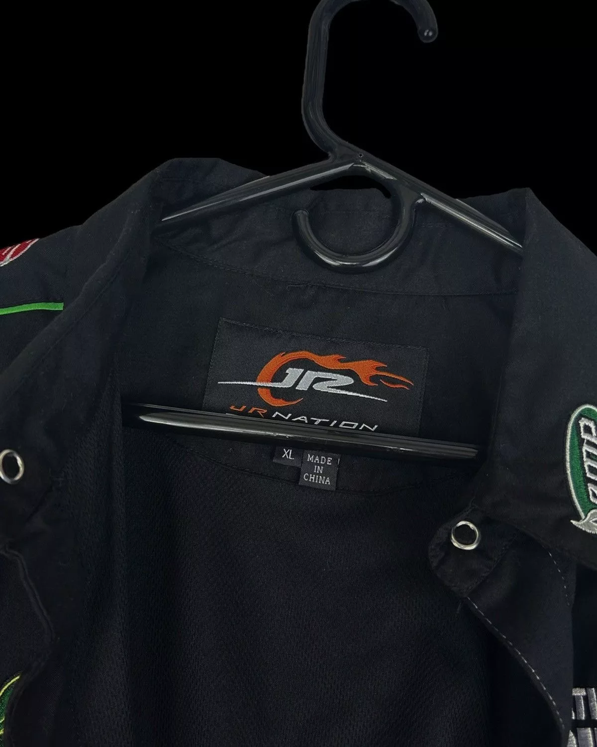 NASCAR Shirts Button Ups NASCAR Dale Earnhardt JR Embroidered Mtn Dew AMP Energy Pit Crew Black Workwear