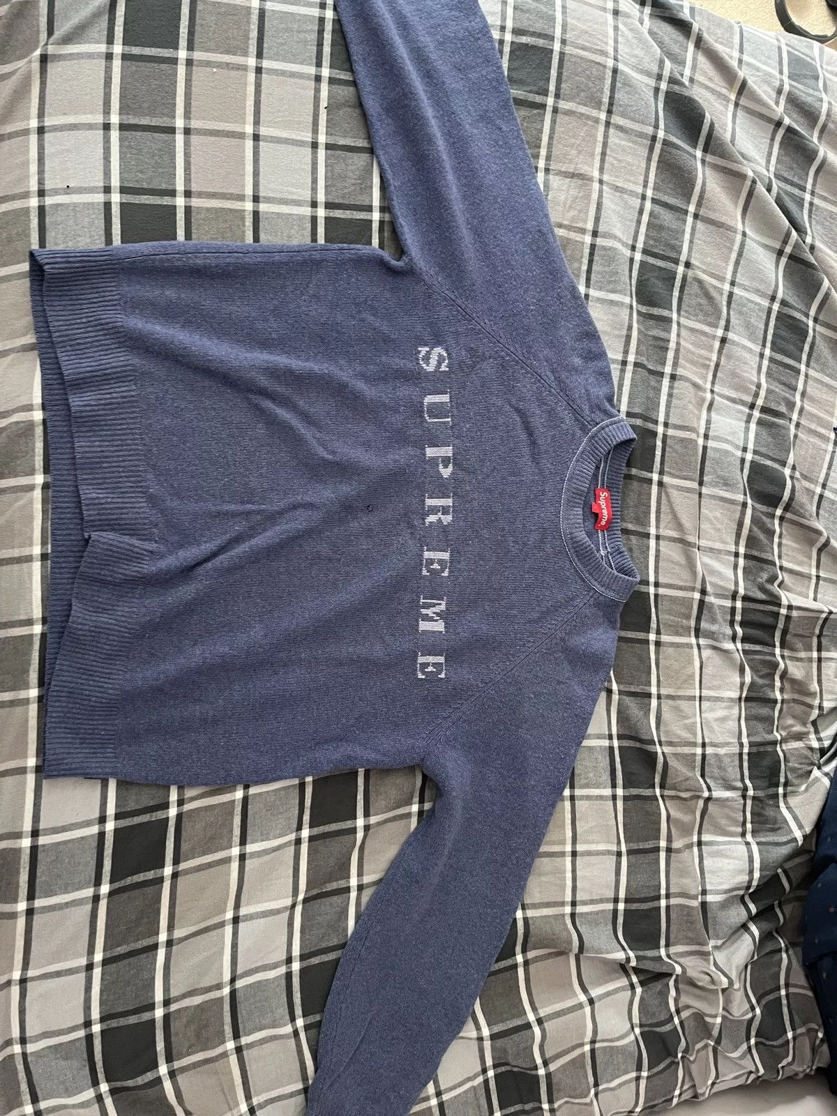Supreme Sweaters Knitwear Supreme stone washed sweater navy Blue