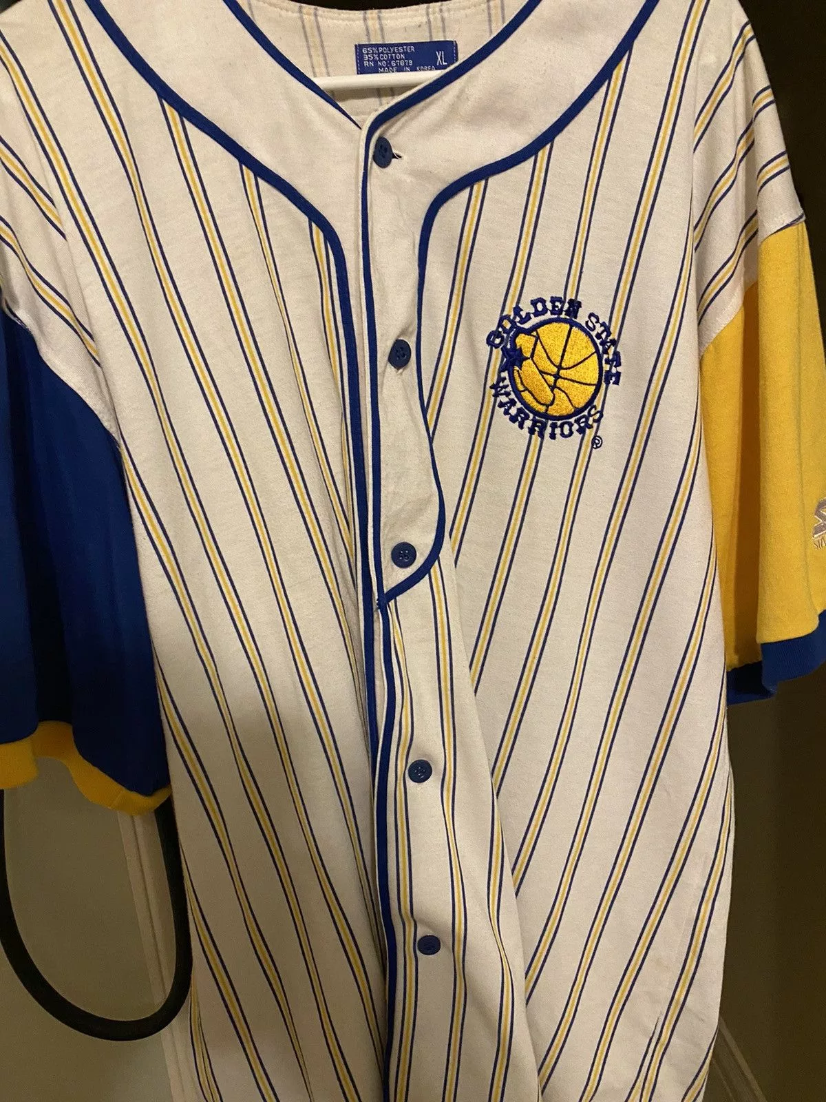 Starter Jerseys Starter × Vintage Starter Golden State Warriors Pinstripe Baseball Jersey White