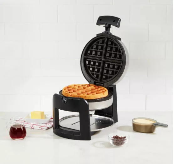 Round Flip Belgian Waffle Maker