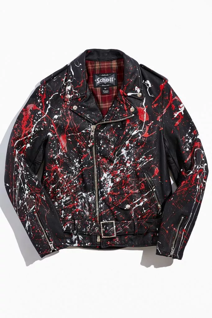 Schott Leather Jackets Schott Hand Painted Truth Moto Leather Jacket made in USA Black