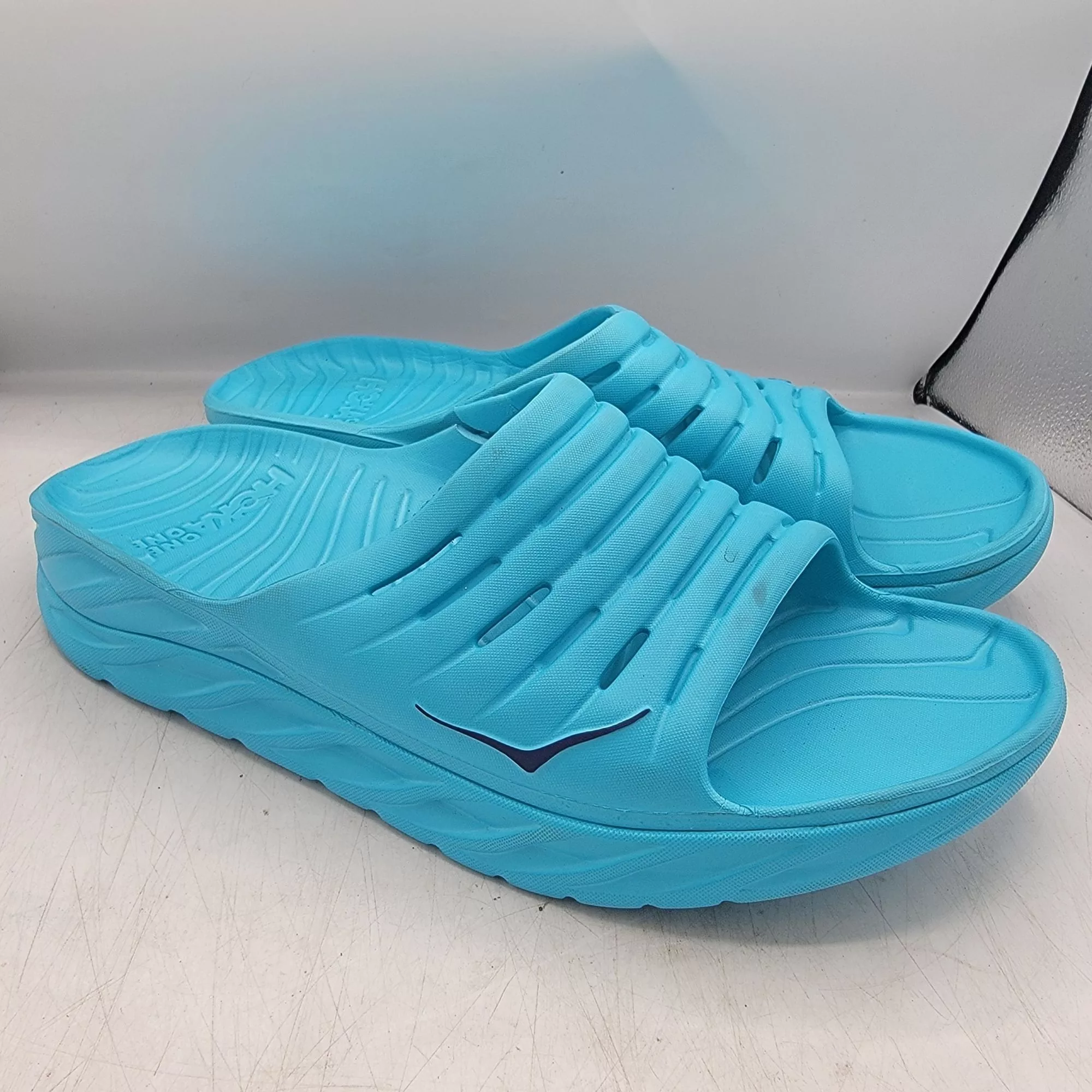 Hoka Sandals Hoka One One Mens Size 14 Aqua Blue Recovery Slide Sandals L