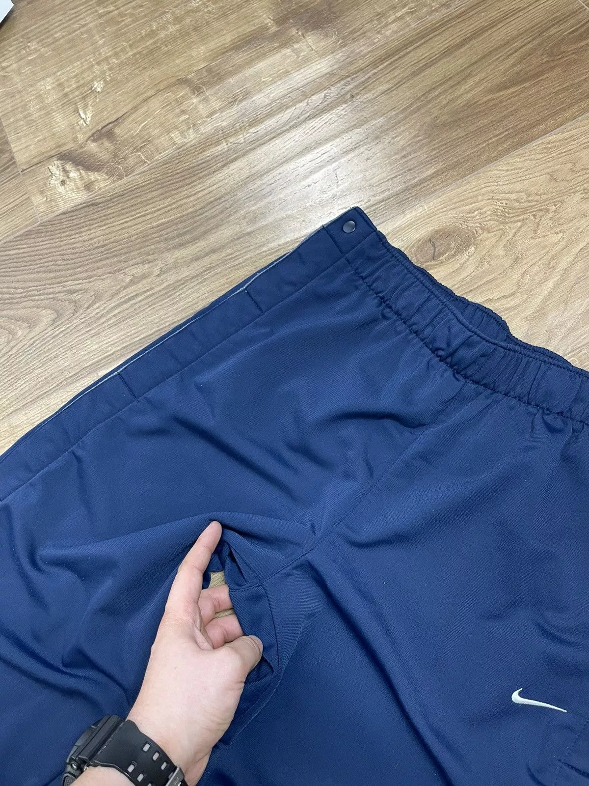 Nike Sweatpants Joggers Nike × Vintage Vintage Nike Y2K Style Blue Drill Side Buttons Sweatpants Streetwear