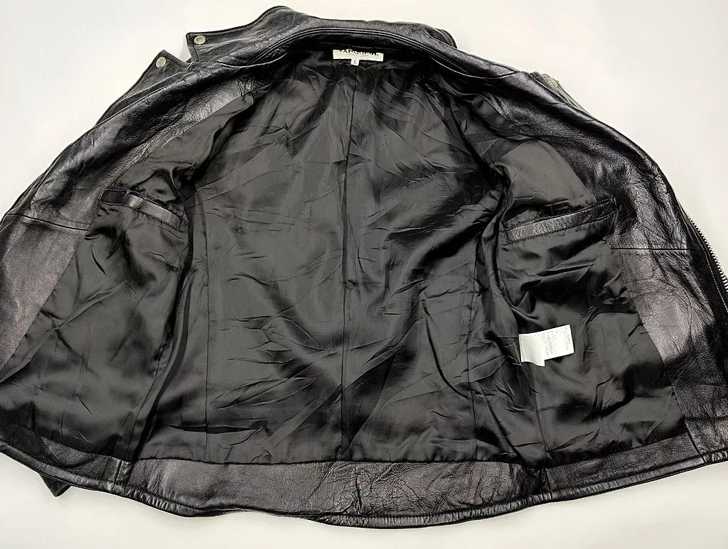 Vanquish Leather Jackets VANQUISH full leather double collar jacket Black