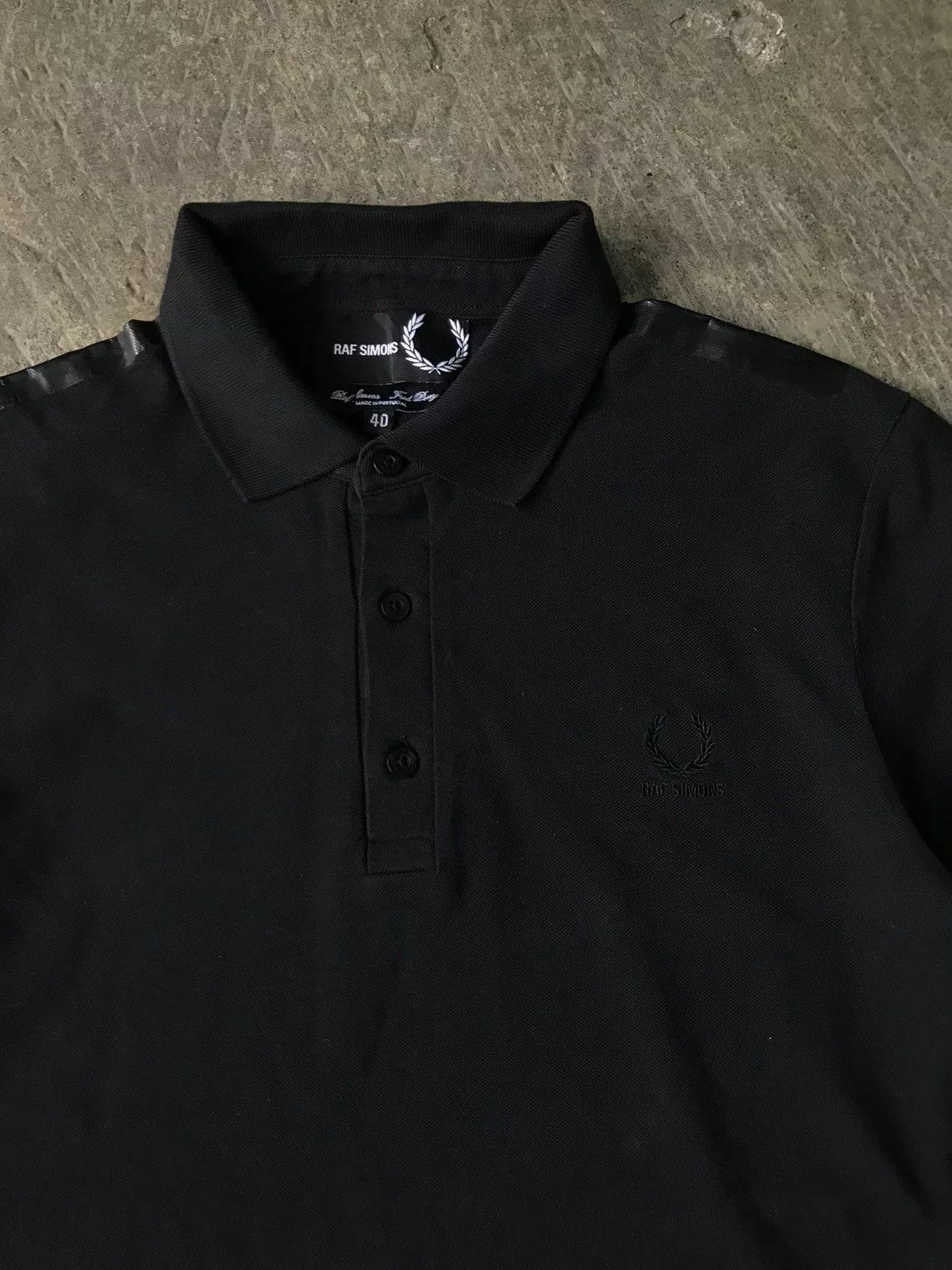 Designer Polos Designer × Fred Perry × Raf Simons Raf Simons x Fred Perry rare black polos with leather