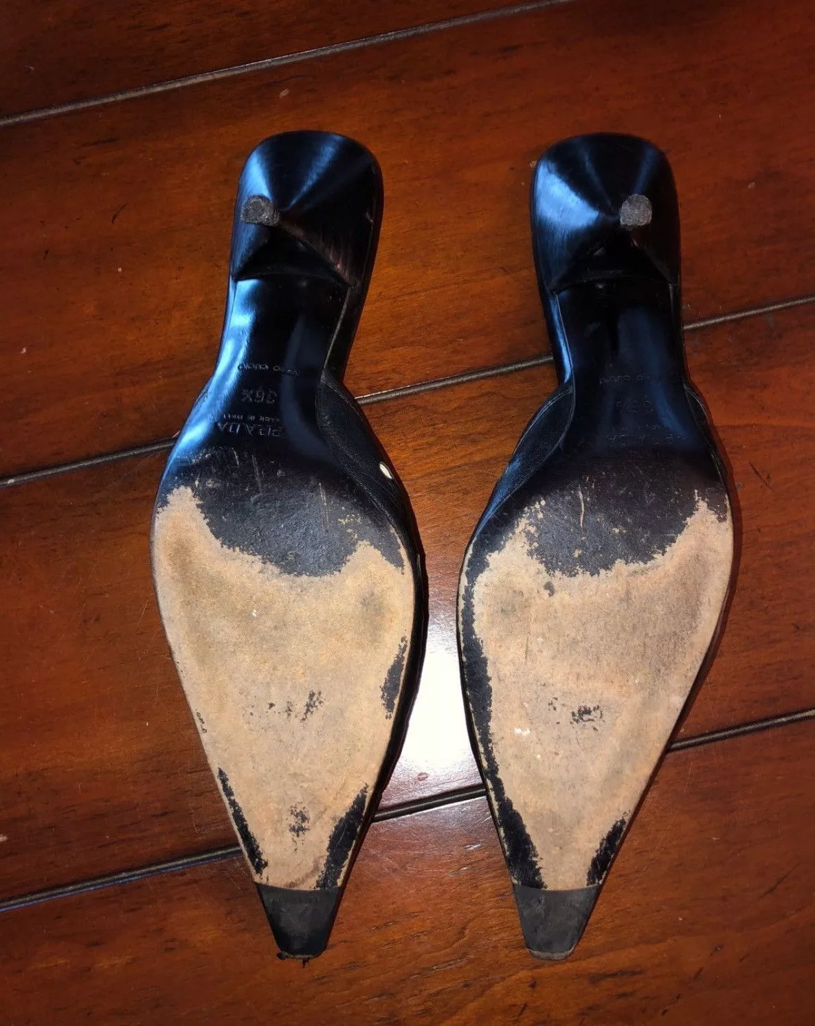 Prada Mules Vintage Prada kitten heels Black