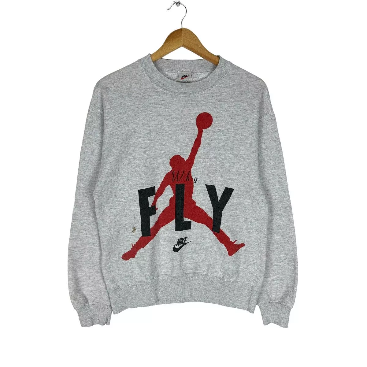 NBA Sweatshirts Hoodies NBA × Nike × Vintage ⚡️VINTAGE 90s NIKE MICHAEL JORDAN JUMP CREWNECK SWEATSHIRT Gray