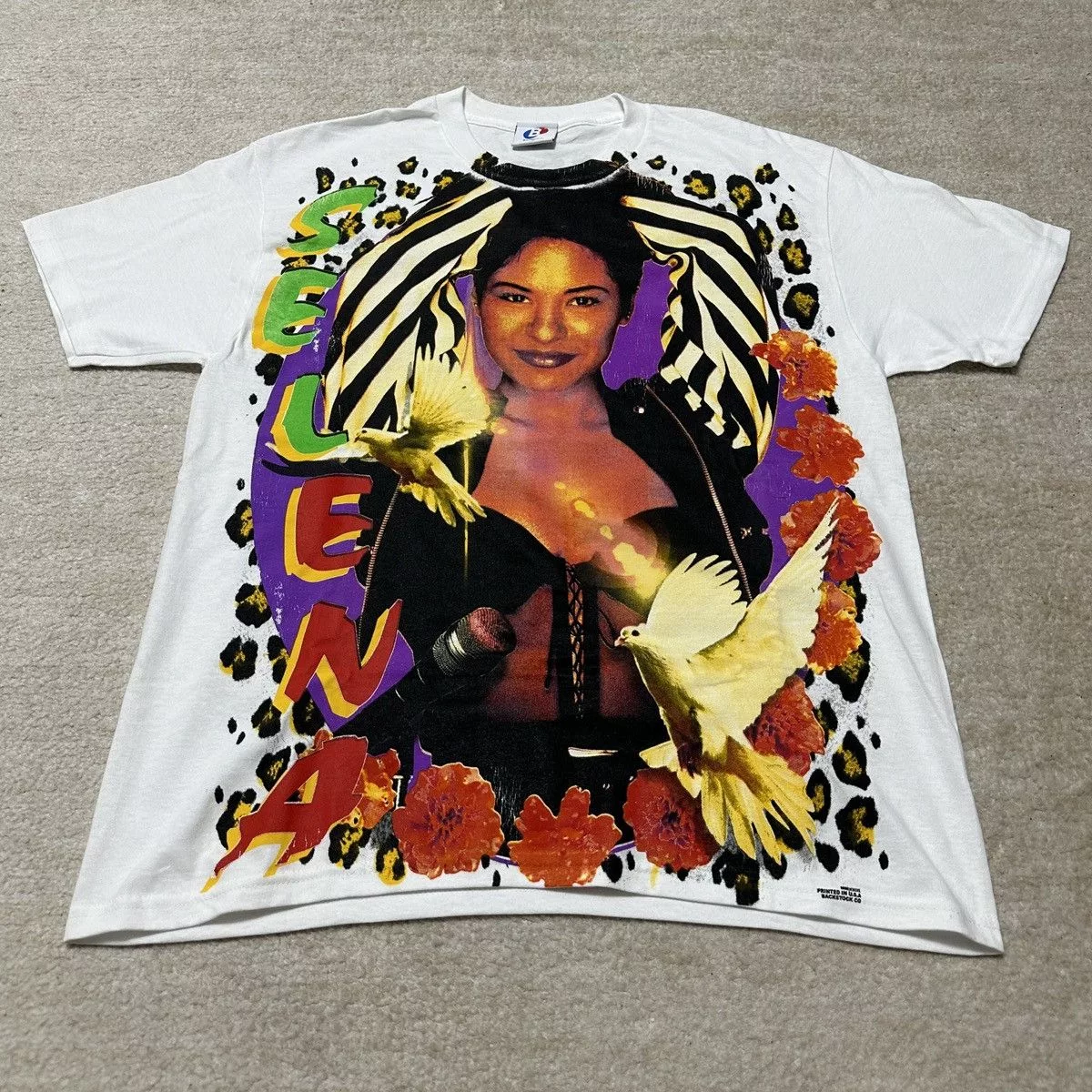 Other Short Sleeve T Shirts Other Backstock Co Adult Large Selena Quintanilla T-Shirt AOP Rap White Streetwear