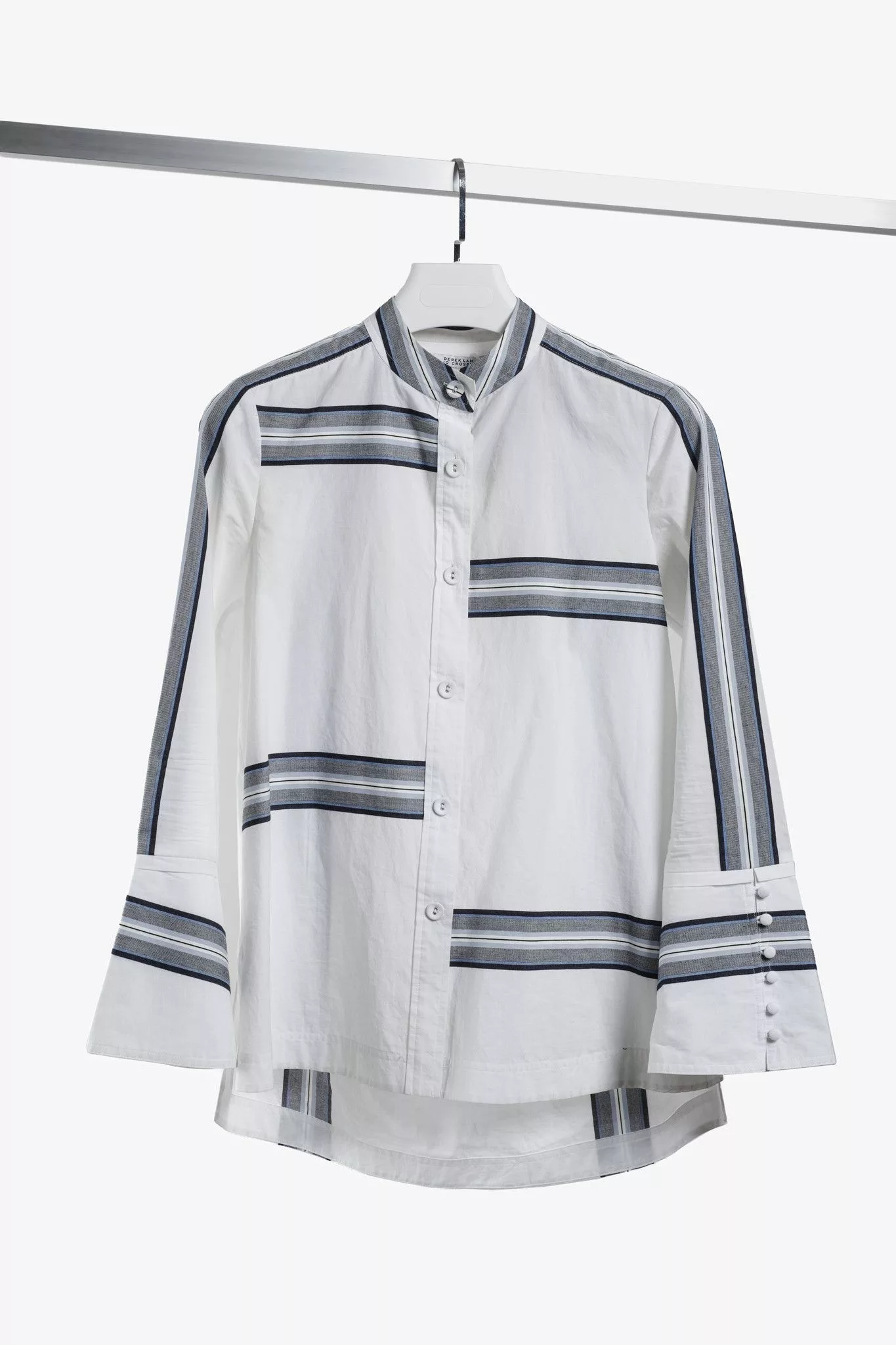 Derek Lam 10 Crosby Blouses Derek Lam 10 Crosby Derek Lam White Cotton Button Down w/ Blue Striped P Multi