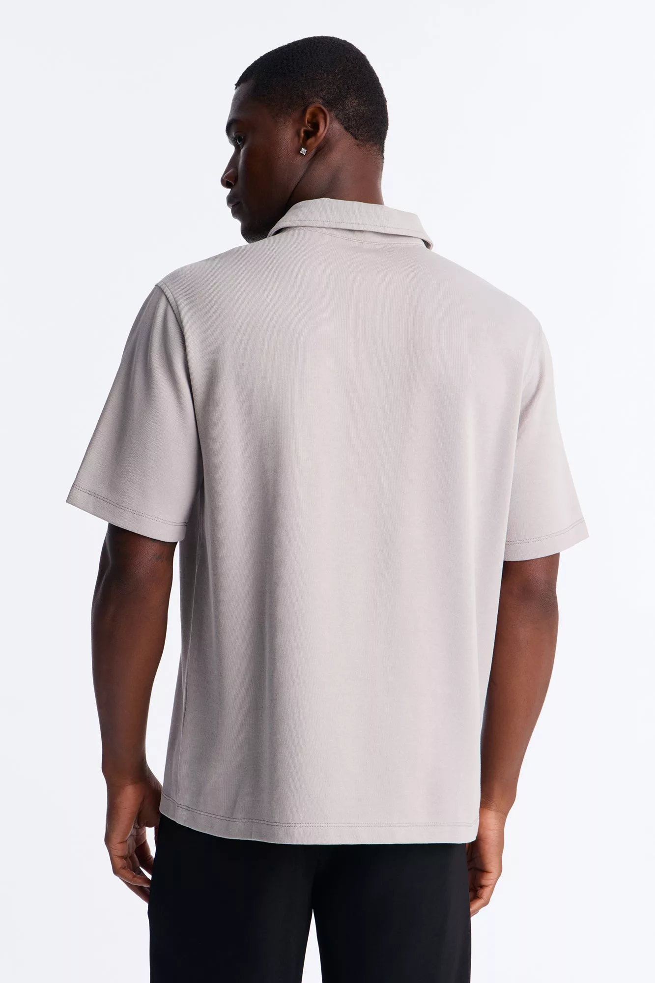 Classic Ribbed Clean Finish Polo - Grey